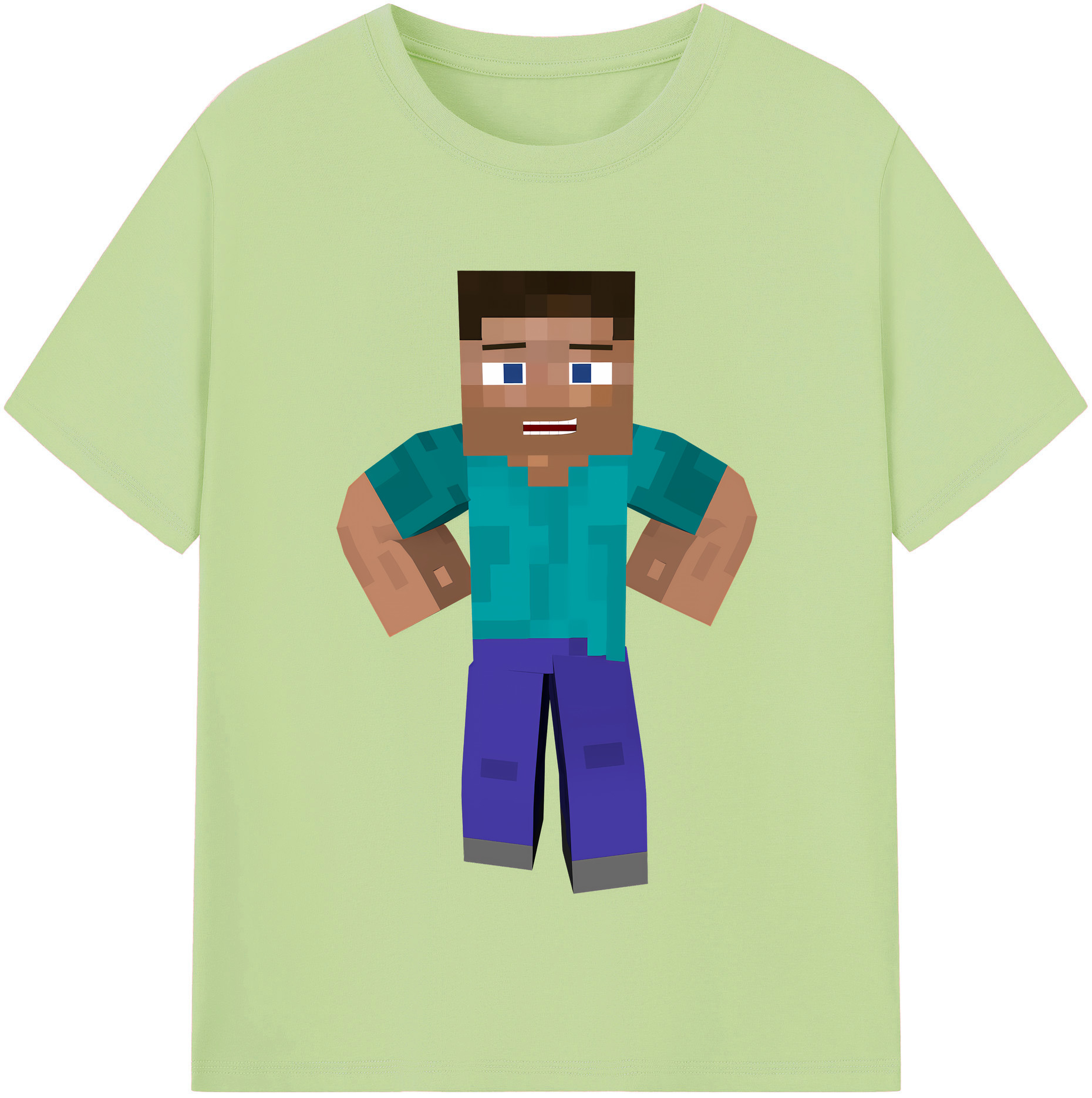 （画像用） マインクラフト ブロックの世界 Minecraft MC Block world 綿100％半袖Tシャツ（フロントプリント）